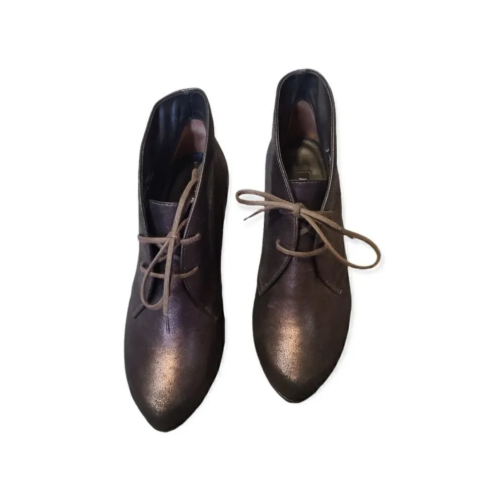 Paul Green Brown Metallic Ankle Bootie Size 5.5